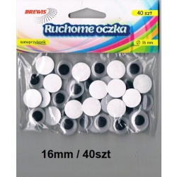 Ruchome oczka 16mm  samoprzylepne /  40sztuk / R010